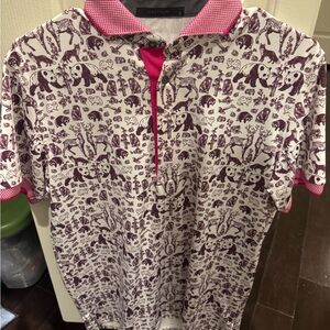 Greyson Pink and White Animal Print Polo